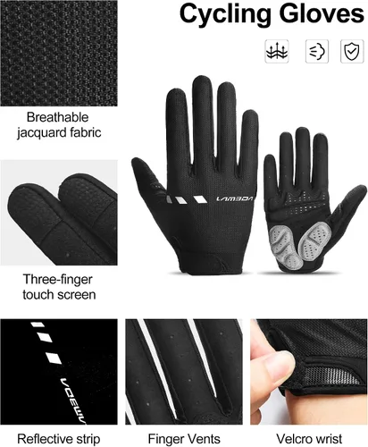 Vista 3 de LAMEDA Guantes de bicicleta de montaña para hombre, 0.197 in, EVA gruesos, guantes de ciclismo de dedo completo, guantes de bicicleta ligeros