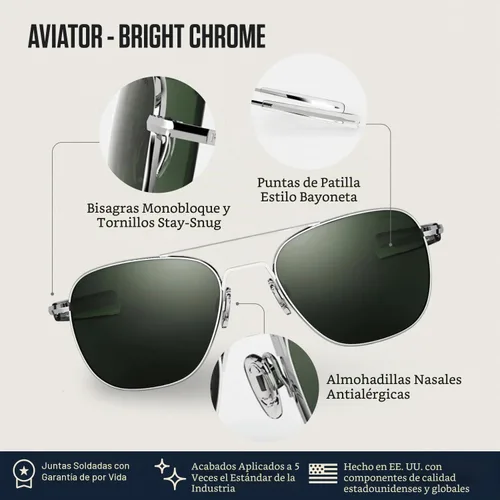 Vista 4 de Randolph Eyewear Aviator Sunglasses for Men & Women – Non-Polarized & Polarized Lenses Bright Chrome UV Protection Sunglasses