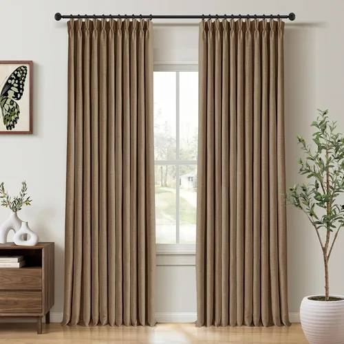 Vista 12 de CAPALOCA Cortinas extra de 60 pulgadas de ancho 100% opacas de 96 pulgadas Desnudo Natural