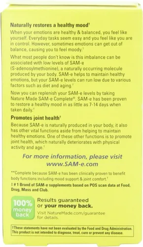 Vista 3 de Nature's Made Sam-e Complete 400 mg 36 comprimidos (paquete de 2)