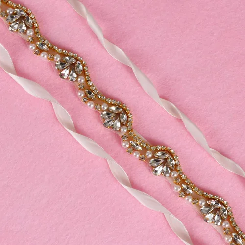 Vista 6 de Yanstar - Cinturón de novia hecho a mano con diamantes de imitación para vestido de dama de honor