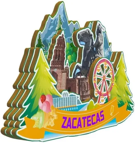 Vista 2 de Zacatecas - Imán de madera para nevera, diseño de México, monumentos 3D, recuerdos coleccionables, decoración hecha a mano -2320
