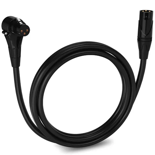 Vista 94 de LyxPro Cable de micrófono XLR hembra a macho de ángulo recto de 3 pines de 1.5 pies para altavoces amplificados, interfaz de audio, rendimiento