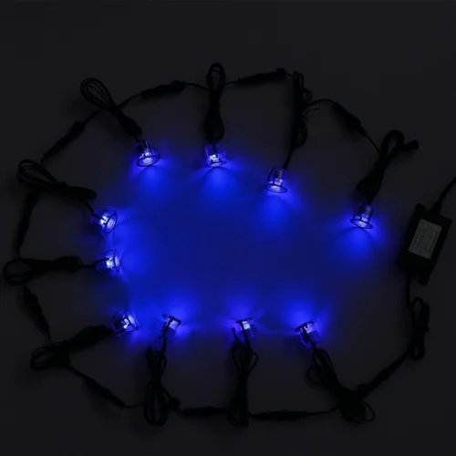 Vista 8 de Kits de luces LED empotrables para cubierta con carcasa protectora, iluminación LED de paisaje al aire libre IP67 impermeable, CC 12 V de bajo Azul