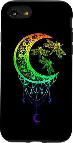 Vista 8 de Funda para iPhone 12 mini libélula, luna, diseño de mandala zen, yoga, chakras, budismo