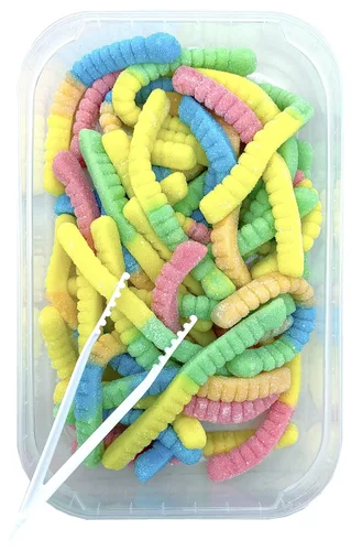 Vista 2 de Zweet Caramelo de gusanos de goma agria de 10 onzas – Caramelo Kosher agrio, caramelo halal – Paquete resellable de caramelos de goma agria