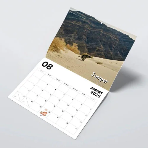 Vista 3 de Calendario 2026 de Perros en Cuclillas en Lugares Hermosos - Regalo Broma Navideño de Intercambio Elefante Blanco