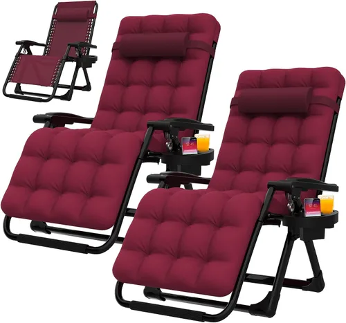 Vista 10 de Suteck Silla de gravedad cero, sillas reclinables de camping, sillón Negro clásico