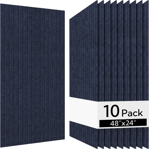 Vista 15 de Olanglab Paquete de 10 paneles acústicos de pared, 48 x 24 pulgadas por cada panel acústico, absorbentes de sonido, paneles de sonido decorativos