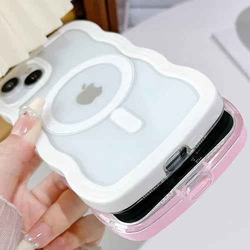 Vista 6 de Yeddabox Magsafe - Funda compatible con iPhone 13, diseño de ondas, lindo marco de colores de caramelo con ondas de agua, a prueba de golpes