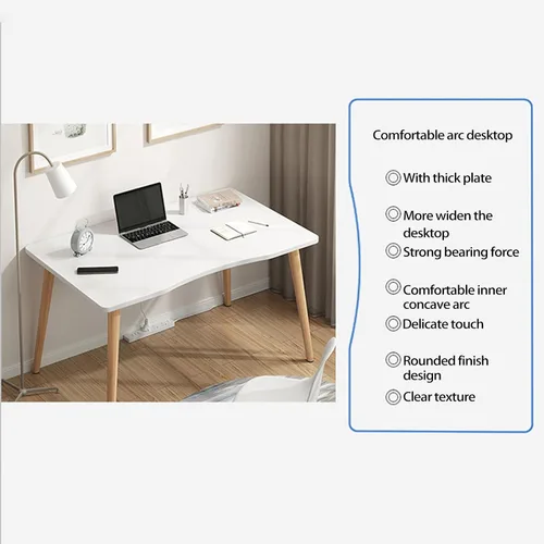 Vista 9 de Escritorio de computadora de 27 pulgadas, diseño ergonómico moderno, escritorio de oficina, mesa de computadora, placa gruesa, escritorio