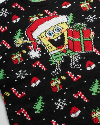 Vista 3 de Nickelodeon Suéter feo de Navidad de Bob Esponja para adultos, suéter feo para hombres y mujeres, S-XL