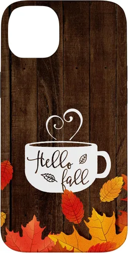 Vista 15 de Hello Fall - Taza de café para iPhone 16, diseño de hojas de otoño
