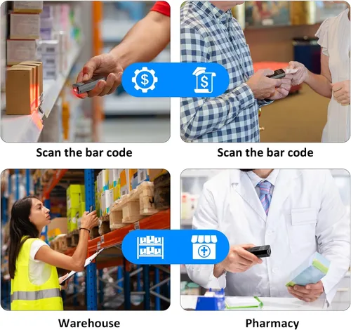 Vista 7 de Symcode Escáner de código de barras Bluetooth 2D inalámbrico con pantalla de visualización con clip de succión magnético, mini biblioteca, libro