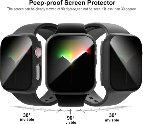 Vista 2 de Paquete de 2 fundas protectoras de pantalla para Apple Watch SE 2025 SE Series 6 5 4 SE de 40mm, protector de vidrio Anti-Espía, cubierta rígida