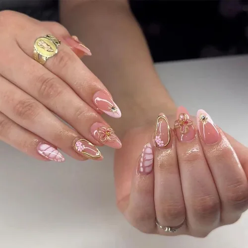 Vista 27 de Uñas postizas a presión marrón café, uñas postizas medianas de almendra, color sólido, cobertura completa, uñas postizas artificiales brillantes