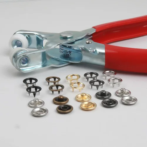 Vista 4 de GTAAOY 100 juegos de botones de presión de metal de 0.374 in perfectos para ropa, sombreros y costura, 5 colores de broches huecos con alicates