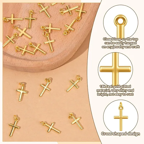 Vista 2 de SelfTek Letters Charms for Jewelry Making, Gold Charm Pendant Beads