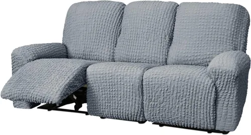 Vista 53 de vctops 4 fundas para sillas reclinables con textura de sirsaca a cuadros, suaves y elásticas, protector de muebles antideslizante con parte inferior