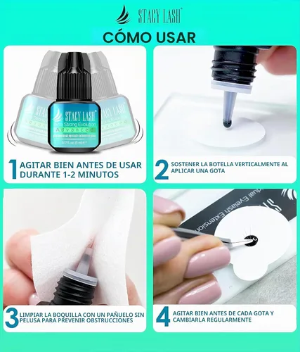 Vista 8 de Stacy Lash Pegamento Extra Fuerte Evolution Advanced para Extensiones de Pestañas (0,17 fl oz / 5 ml) / Seco en 1 Segundo / Retención de 6 Semanas