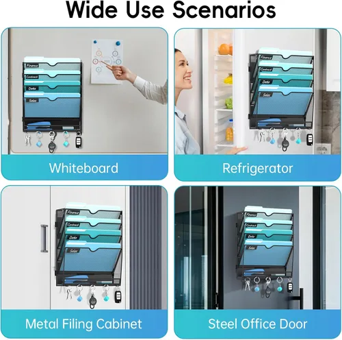 Vista 6 de Archivador magnético de 5 niveles con ganchos para archivos de tamaño carta Negro