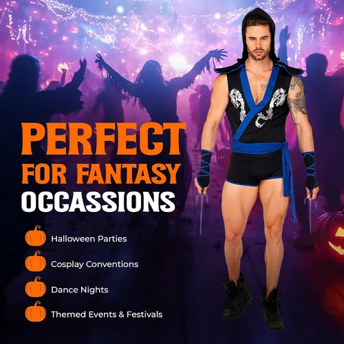Vista 4 de Roma Costume Men's Roma's 3pc Ninja Warrior Costume