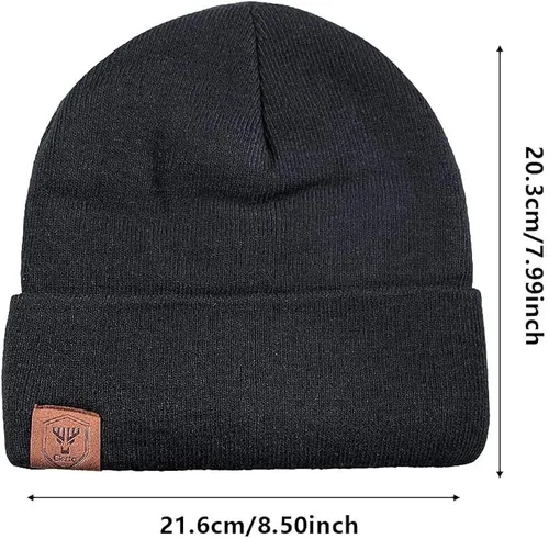 Vista 4 de Winter Beanie for Men Women Cold Weather Thermal Fleece Lined Knit Hat Warm Cuffed Stocking Cap