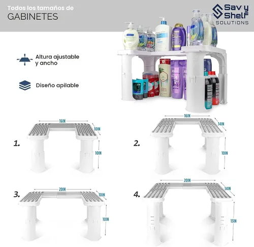 Vista 7 de Organizador y almacenamiento expandible para debajo del fregadero, organizador para debajo del fregadero, organizador para debajo del fregadero