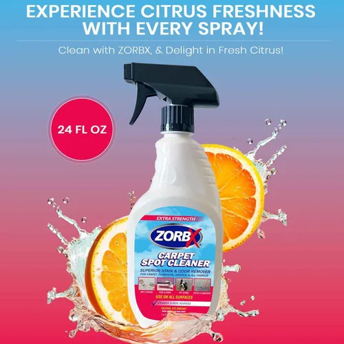 Vista 5 de ZORBX Spray removedor de olores y manchas de alfombras de 24 onzas, complemento perfecto para suministros de limpieza, limpiador de manchas