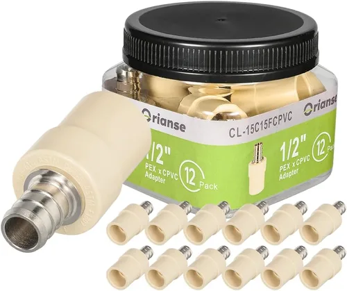 Vista 10 de Paquete de 2 adaptadores de transición de CPVC de 1/2 pulgada Pex x 1/2 pulgadas, accesorios PEX de latón resistente para conexión de tubería PEX-B