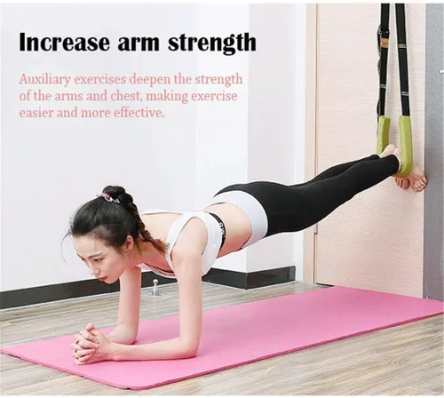 Vista 8 de Correa de estiramiento de yoga, fitness, correa de estiramiento de flexibilidad de puerta, mejora la flexibilidad de la pierna, cintura y espalda