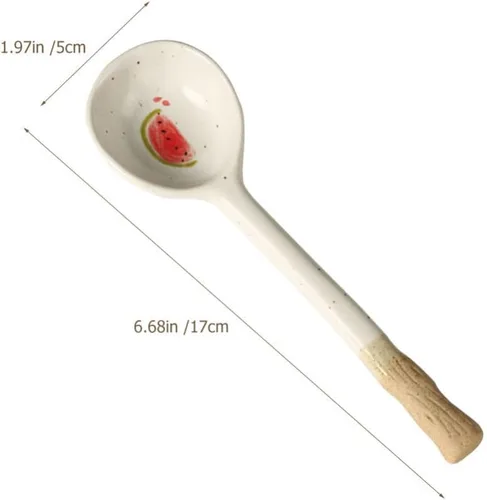 Vista 3 de Operitacx Cuchara de cerámica Cucharas retro Azúcar Japonés Fideos Grandes Fideos Coreanos Sopa Postre Asiático Cuchara Fórmula Cucharas Coreana