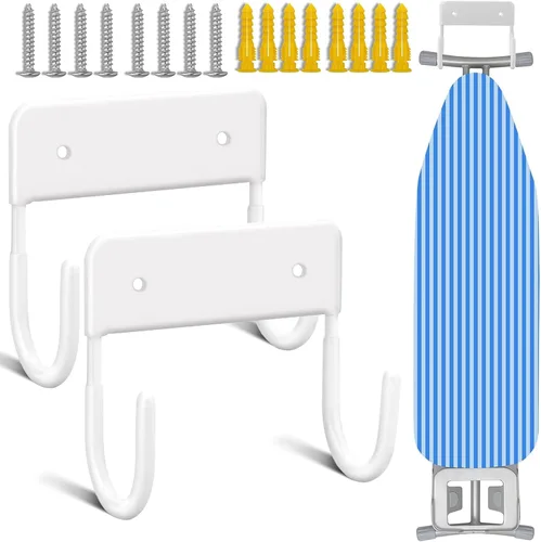 Vista 8 de Soporte de pared para tabla de planchar para cuarto de lavado, color blanco