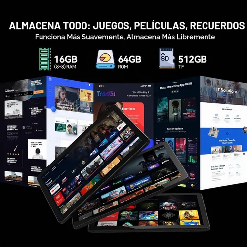 Vista 3 de Tableta, tabletas Android 15 de 10.1 pulgadas con Octa-Core, 16 GB de RAM + 64 GB ROM 512 GB TF Tabletas compatibles con GMS, batería de 7000 mAh