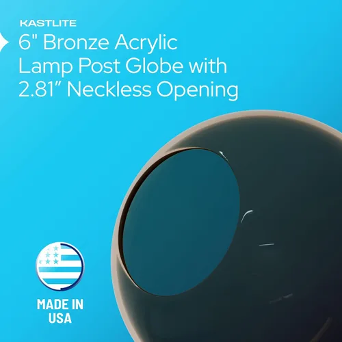 Vista 6 de KastLite Globo de poste de lámpara de acrílico de bronce de 6 pulgadas Textura suave con apertura sin cuello de 2.81 pulgadas Fabricado