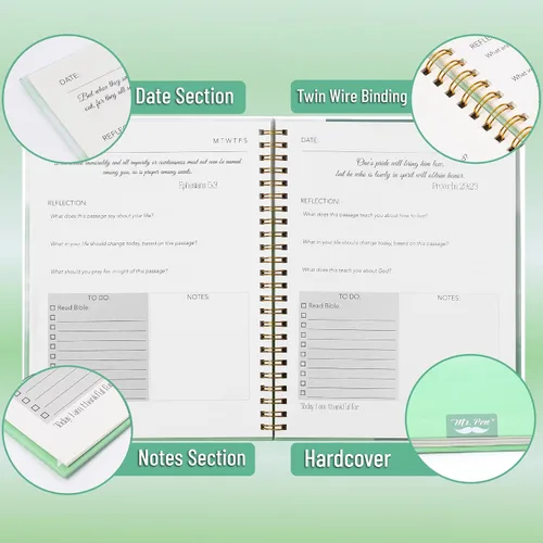 Vista 7 de Mr. Pen - Kit de diario bíblico para mujeres Bible Highlighters and Pens No Bleed, Notes, Tabs, Washi Tape & Journal for Devotions, Prayer &