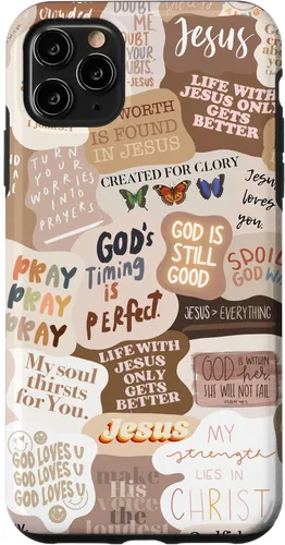 Vista 13 de Funda estética para iPhone 17 con frases positivas con versículos bíblicos cristianos