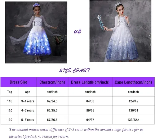 Vista 7 de LETSGLOW Disfraz de princesa para niñas vestido iluminado para Halloween carnaval cosplay fiesta de cumpleaños