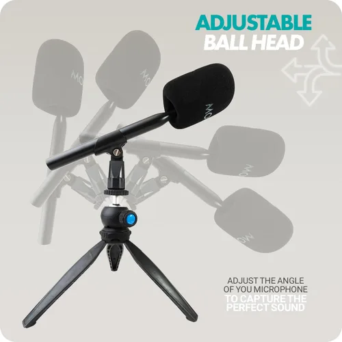 Vista 4 de Movo HMT-2 Soporte de micrófono de trípode de mesa para Movo WMX-HM y Rode Interview Go Adaptadores de micrófono inalámbrico de mano. Perfecto