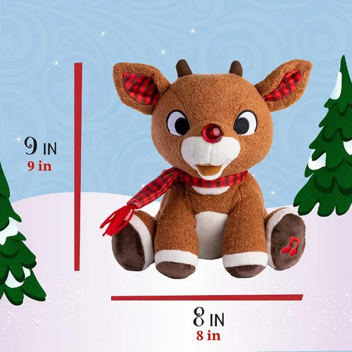 Vista 5 de Rudolph el reno de nariz roja - Muñeco de peluche con música y luces