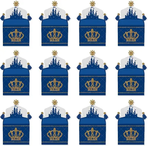 Vista 4 de Big Dot of Happiness Royal Prince Charming – Caja de regalo para fiestas – Baby Shower o fiesta de cumpleaños – Cajas de regalo – Juego de 12