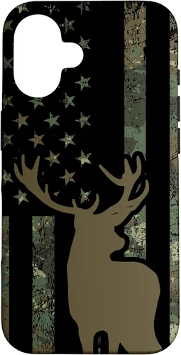 Vista 28 de Funda de camuflaje para iPhone 13 con diseño de alce y caza de bandera americana