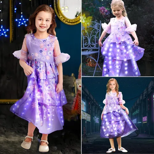 Vista 2 de Toylink Vestido de Isabella Encanto iluminado para niñas, disfraz de princesa de Halloween con accesorios de cosplay