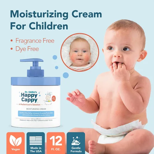 Vista 4 de Crema hidratante Happy Cappy – Crema para bebés con tendencia al eccema, loción para piel seca para bebés, niños pequeños y niños, formulada por