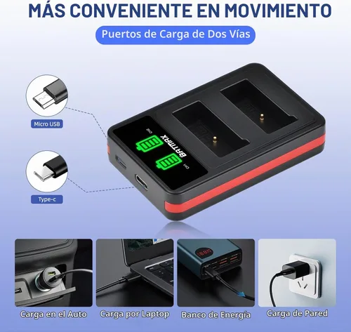 Vista 5 de Batmax Batería EN-EL9 (paquete de 2) y cargador dual USB compacto para cámaras Nikon EN-EL9, EN-EL9a y Nikon D40 D40x D60 D3000 D5000