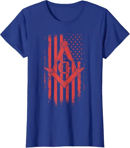 Vista 5 de Cuadrado y brújula Masónica de la bandera americana, masón, camiseta roja, Negro, S