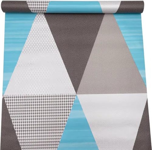 Vista 2 de Yifel y Revestimiento de estante de estilo nórdico con patrón triangular de PVC para cajón, cubierta de papel para el hogar, laptop, computadora