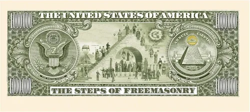 Vista 3 de American Art Classics Freemason - Billete masónico del millón de dólares – Edición limitada coleccionable de billete de dólar en protector de moneda