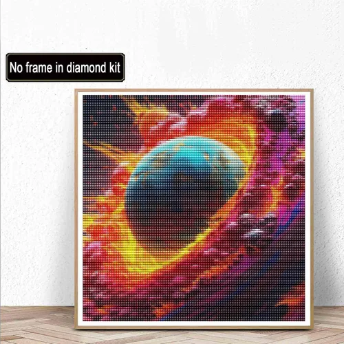 Vista 2 de Kaliosy Kits de arte de diamantes 5D para adultos, coloridas bolas de estrellas por números, pintura de diamantes, planeta, bricolaje, taladro