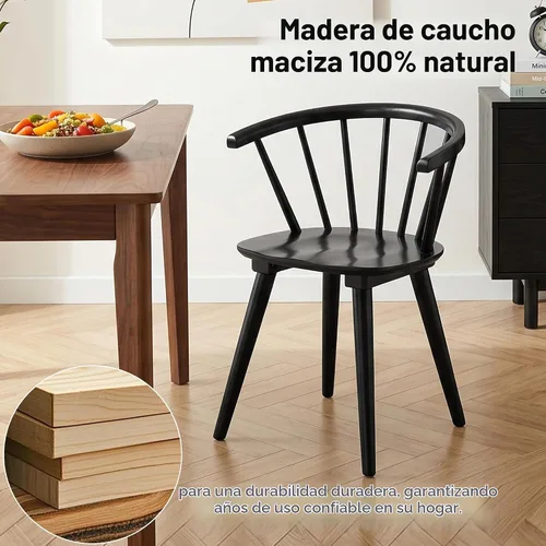 Vista 4 de DUHOME - Juego de 2 sillas de comedor negras de madera, sillas de comedor
